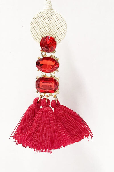 Brilliant Tassel Earrings Jewelry miso Red 