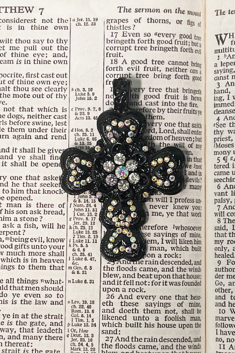 Rhinestone Cross Clips Necklace Simple Style Floral 