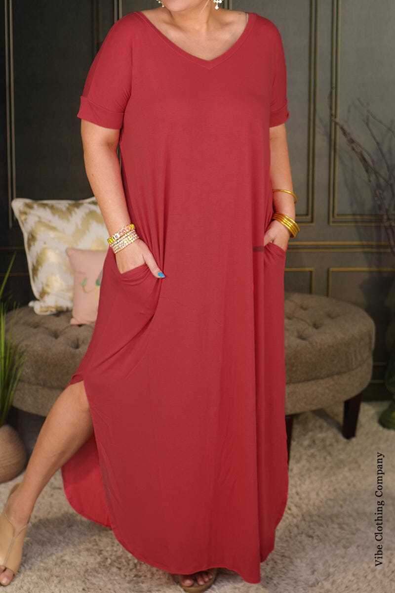 Easy Elegance Maxi Dresses #2 Dresses Zenana Deep Red Small 