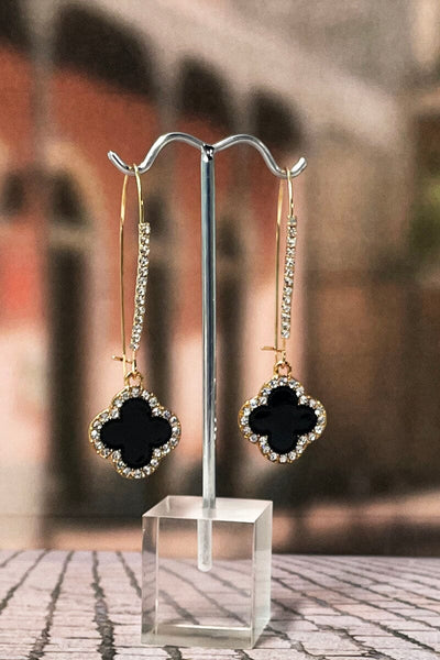 Black Quatrefoil Earrings earrings miso Gold 