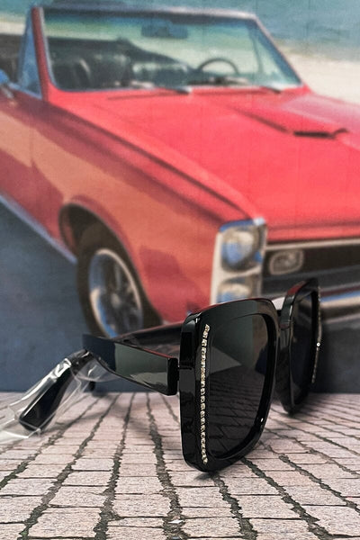 Ellure Rhinestone Sunglasses accessories Love and Repeat Black/Black 