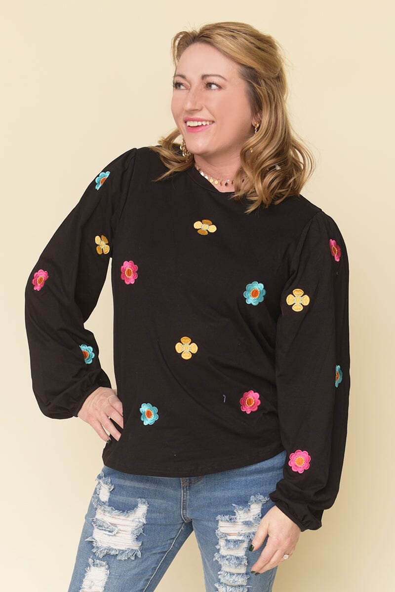 Embroidered Daisies Top Tops Lover 