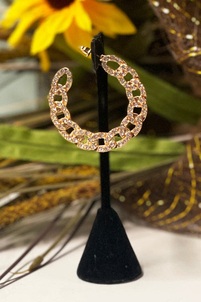 Flat Rhinestone Hoop Earrings Jewelry Miso 