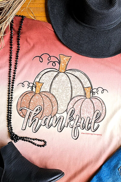 Glitter Pumpkins Ombre Graphic Top graphic tees 001 