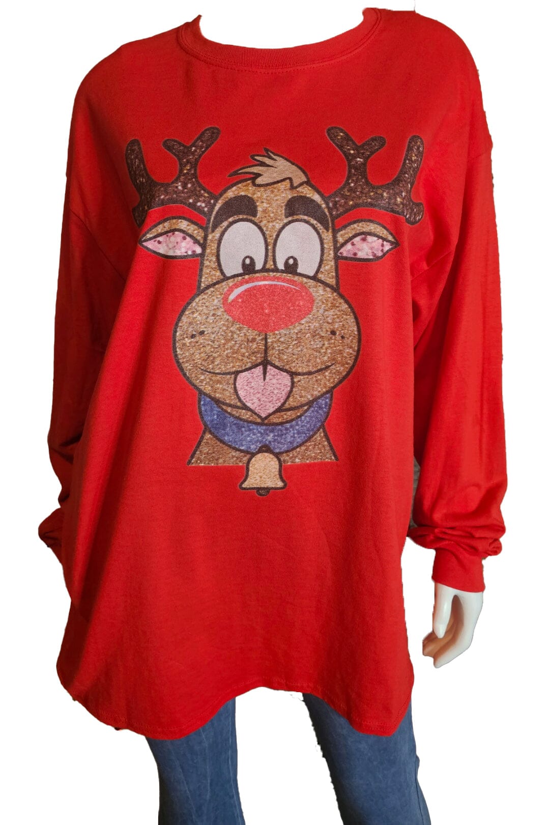 Glittery Rudolph Graphic Tee graphic tees VCC 
