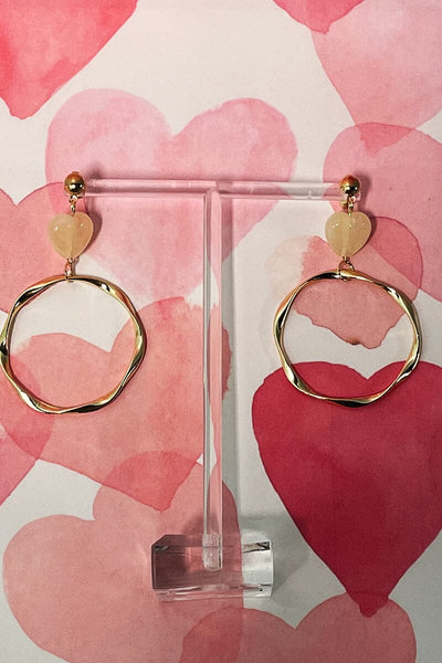 Heart Hoops Earrings earrings Miso Cream 