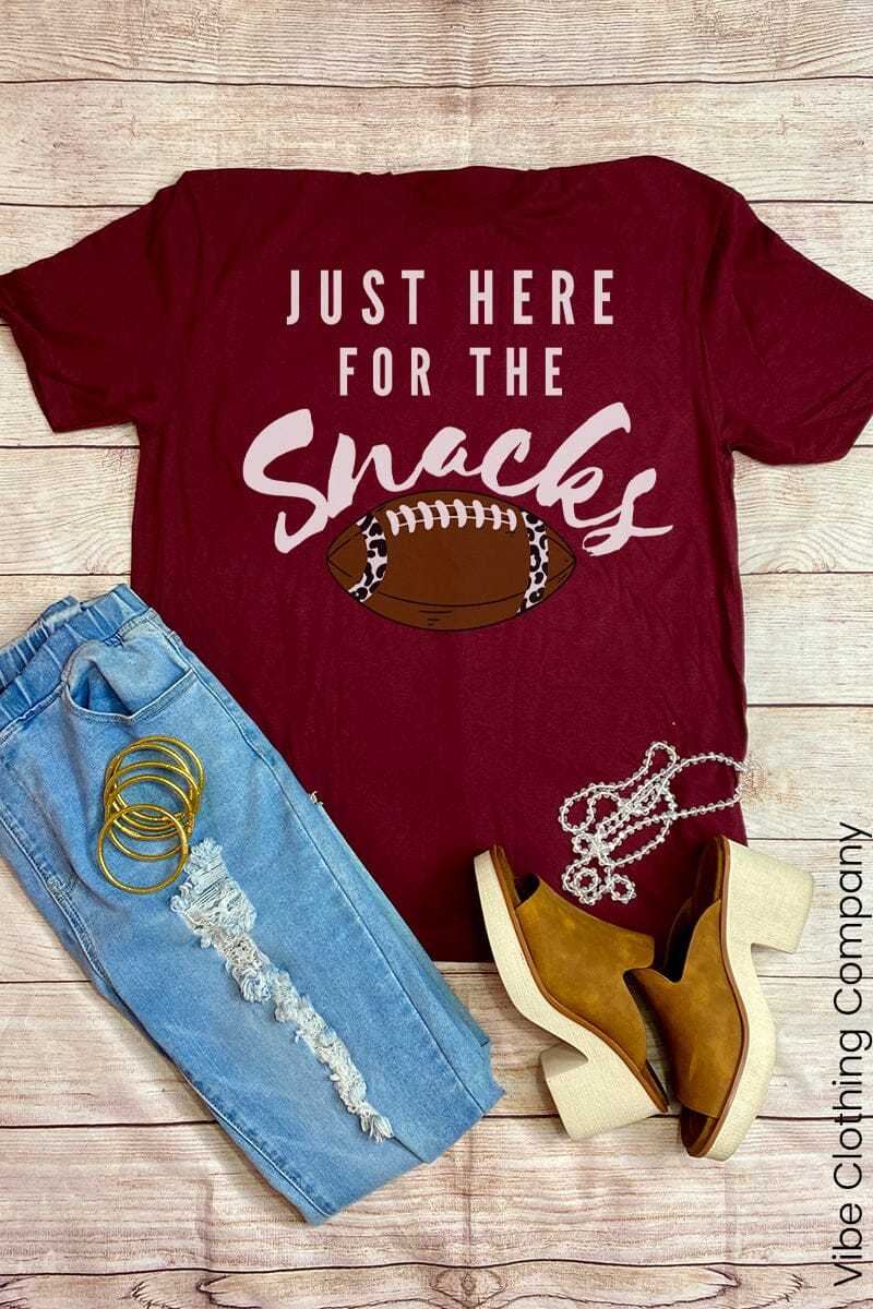 Here for the Snacks Graphic Tee: White Ink graphic tees VCC Small Maroon 