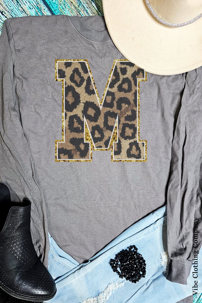 Initials A-M: Grey Graphic Tee - Long Sleeve graphic tees VCC Small M 