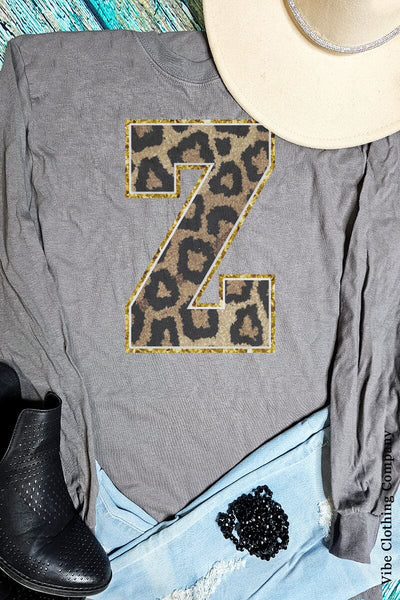 Initials N-Z: Grey Graphic Tee - Long Sleeve graphic tees VCC Small Z 