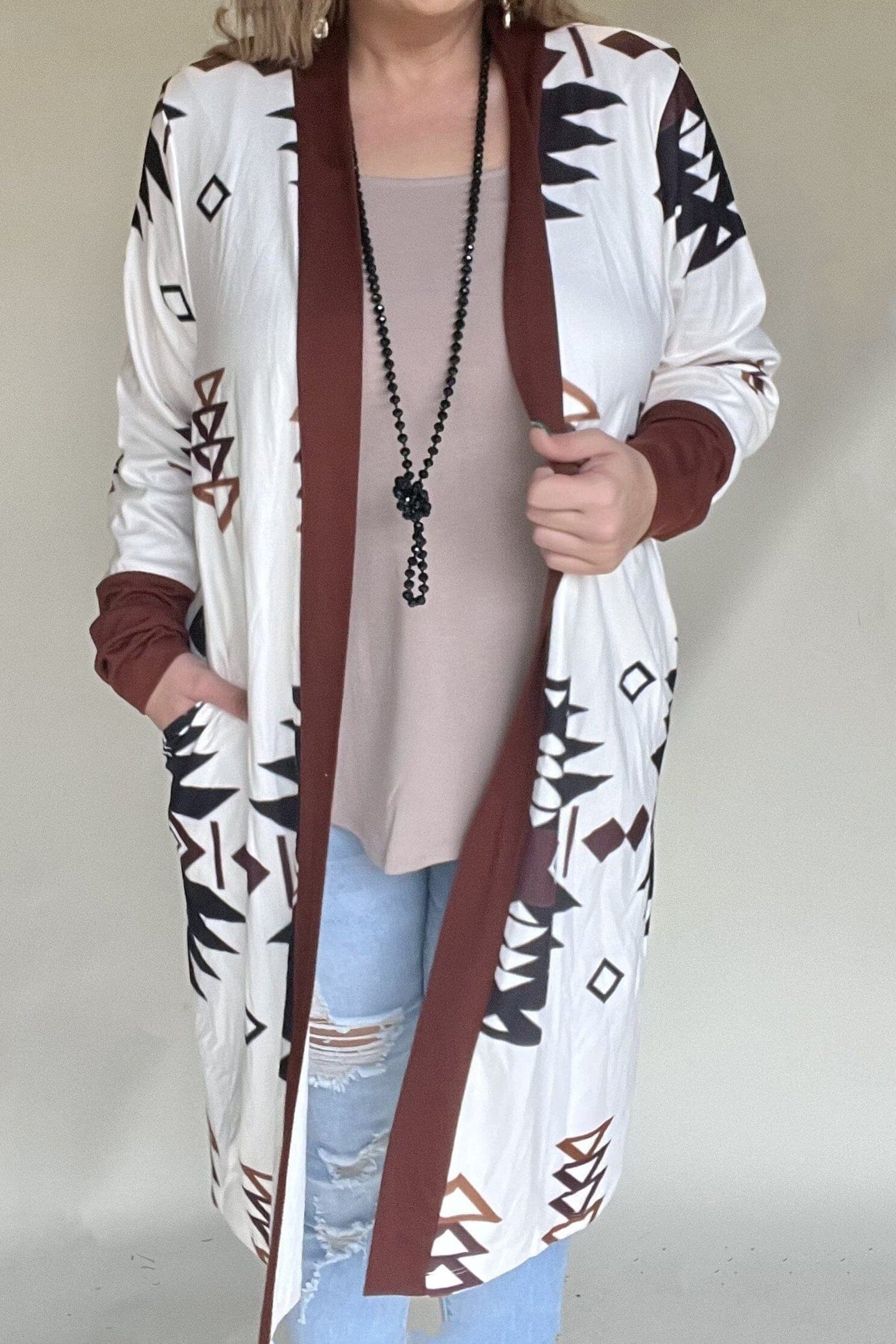 Ivory Aztec Cardigan Kimono adora 