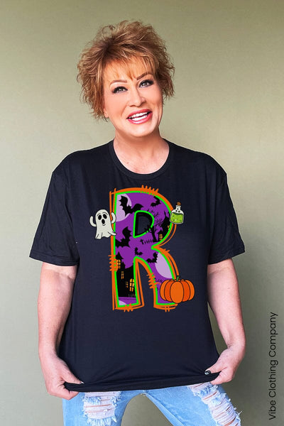 Initials N-Z: Halloween Graphic Tee graphic tees VCC Small R 