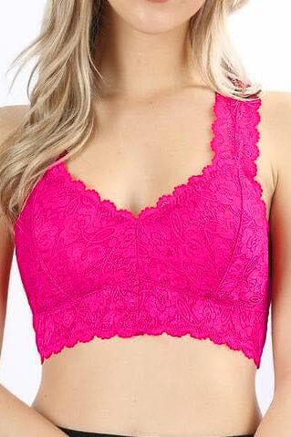 Bralettes - Final Sale accessories Zenana 1X Hot Pink with pads 