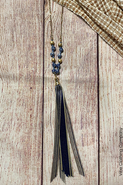 Navy and Gold Necklace Jewelry MISO 