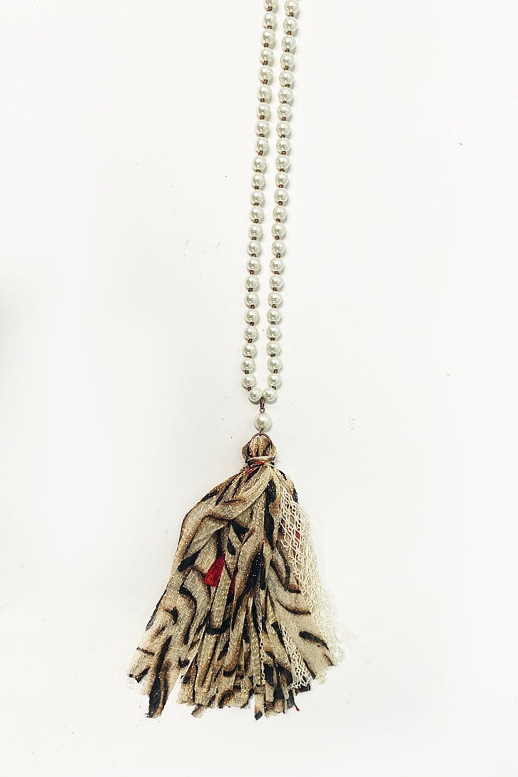 Pearl & Leopard Tassel Necklace Jewelry YFW 