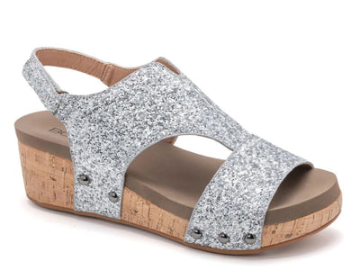 Refreshing Wedges - Silver Glitter Shoes corkys carley 