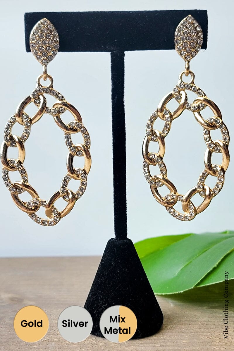 Crystal Chain Rhinestone Earrings Jewelry Mark Ashton 