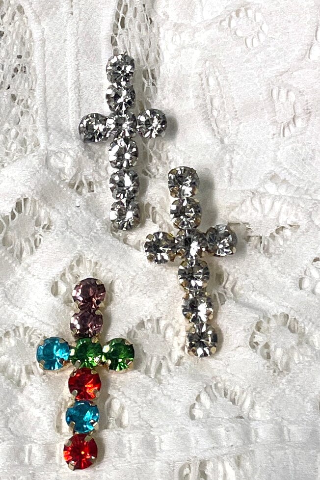 Rhinestone Cross Earrings Jewelry Miso 