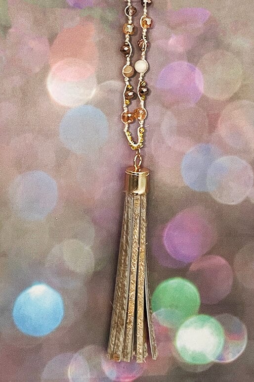Iridescent Rose Gold Tassel Necklace necklace your fashion wholesale 
