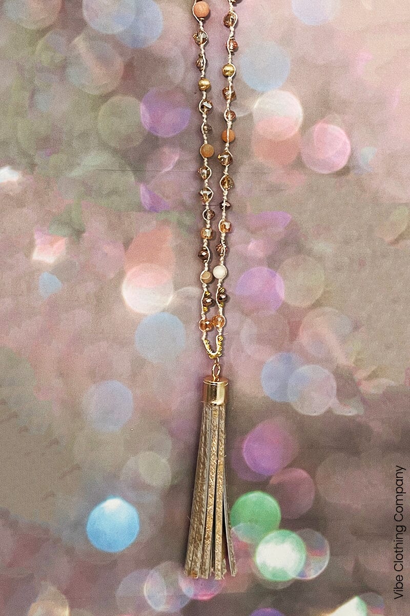Iridescent Rose Gold Tassel Necklace necklace your fashion wholesale 