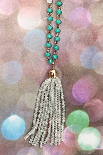 Seaglass Tassel Necklace necklace YFW 