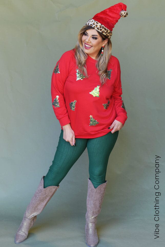 Sequin Christmas Tree Sweatshirt Tops Lover 