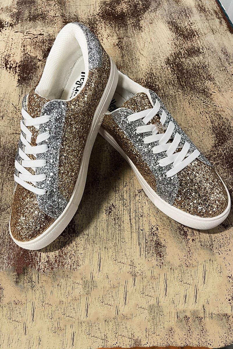 Supernova Sneaker - Gold/Silver Glitter Shoes Corkys 
