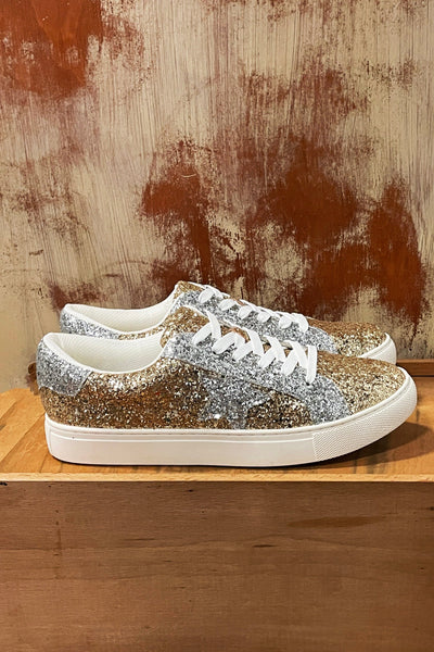 Supernova Sneaker - Gold/Silver Glitter Shoes Corkys 