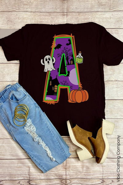 Initials A-M: Halloween Graphic Tee graphic tees VCC Small A 