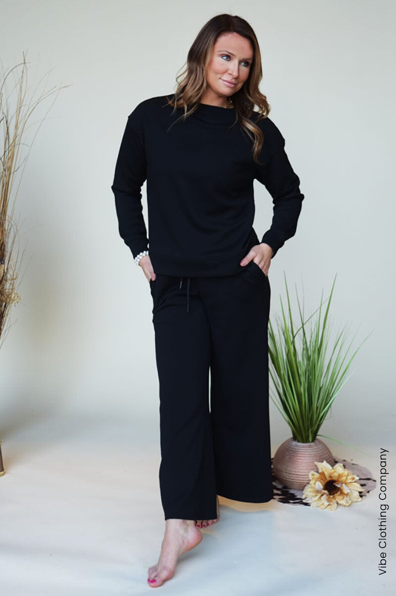 Textured Slouchy Set Loungewear Lover Small Black 