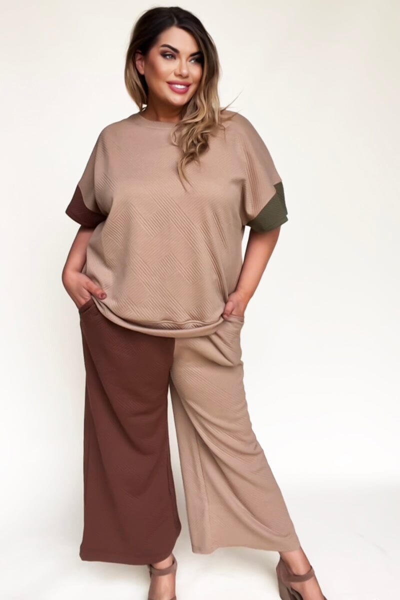 Textured Slouchy Set - Short Sleeves Loungewear Lover XL Multi 