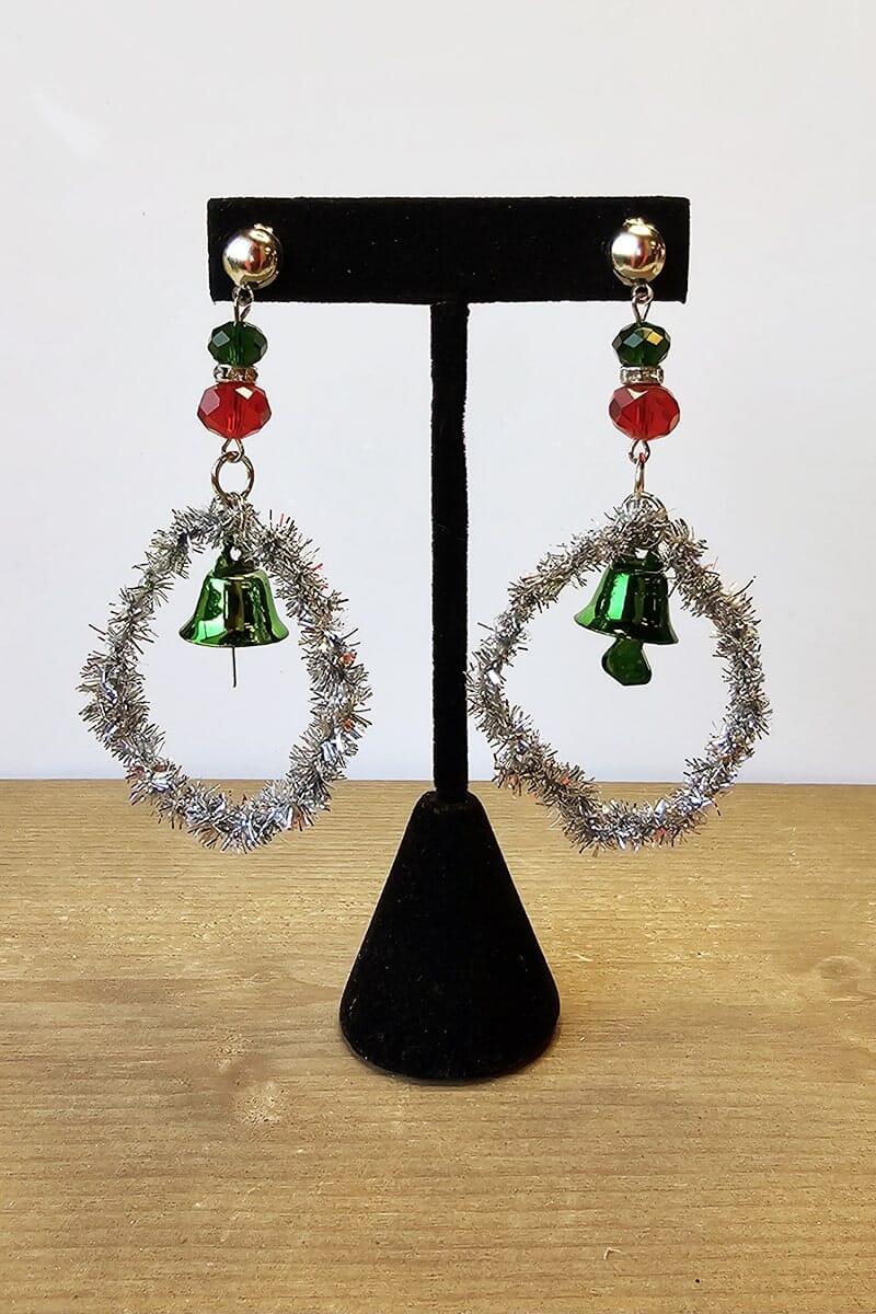 Christmas Wreath Earrings Jewelry Mark Silver 