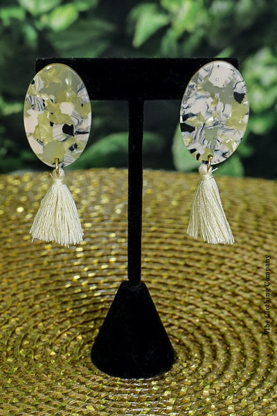 Acrylic Tassel Earrings Jewelry funteze Ivory 