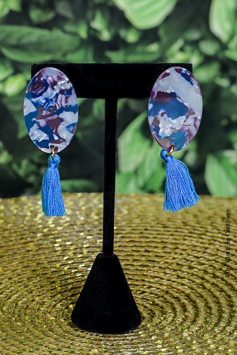 Acrylic Tassel Earrings Jewelry funteze Blue 