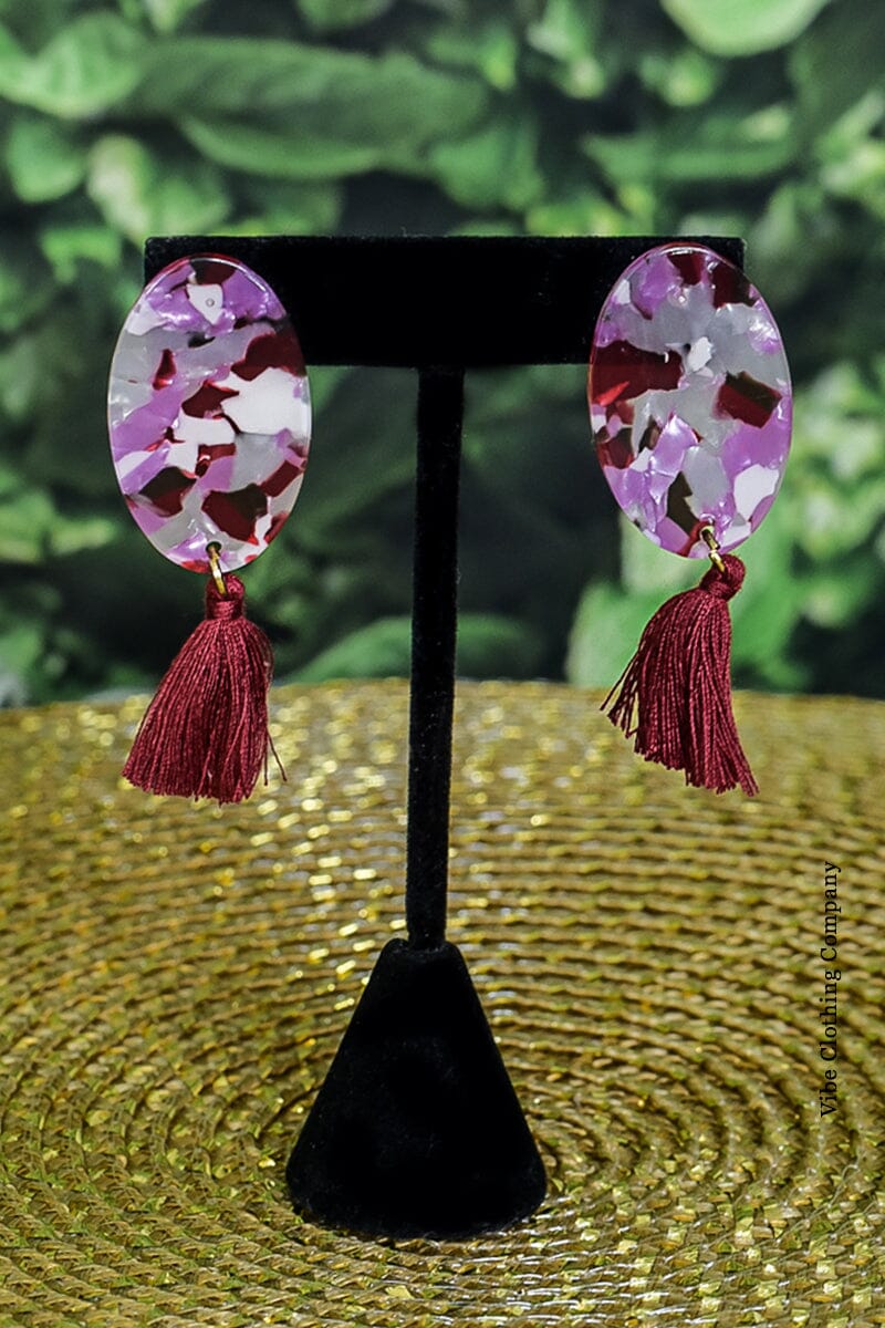 Acrylic Tassel Earrings Jewelry funteze Red 