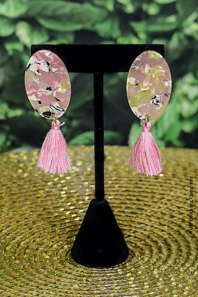 Acrylic Tassel Earrings Jewelry funteze Pink 
