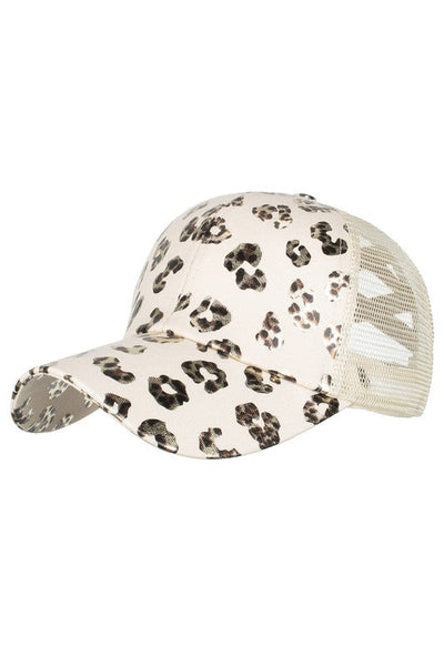 Metallic Animal Print Cap hat 042 Cream 