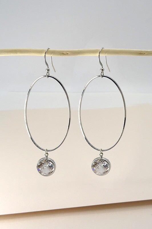 Cubic Zirconia Teardrop Earrings Earrings Wall to Wall Silver 