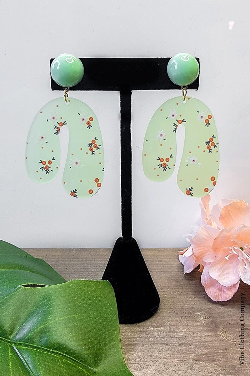 Acrylic Print Earrings earrings Miso Green 