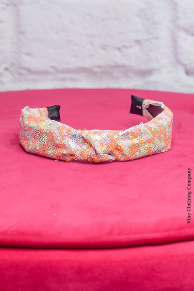 Knotted Sequin Headbands accessories funteze Coral Multi 