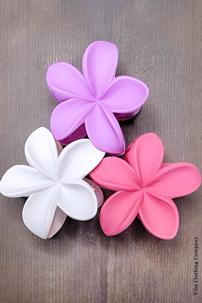 Tropical Hibiscus Hair Clip Bundle accessories 023 Coral/Lavender/Ivory 