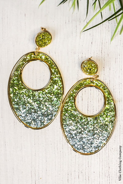 Glitter Multicolor Earrings Jewelry funteze Blue/Green Multi 