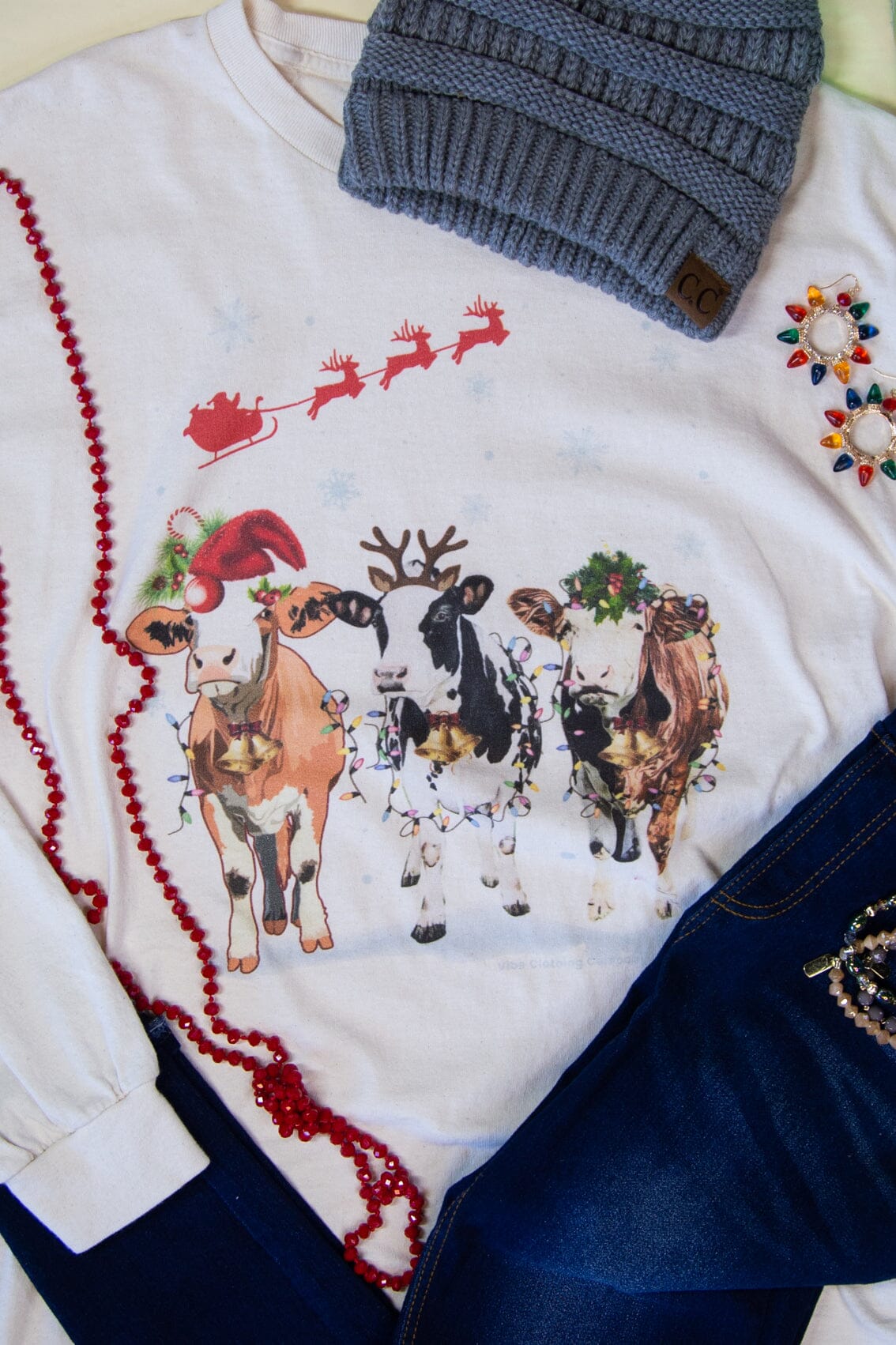 Christmas Cows Graphic Tee Graphic tees VCC 