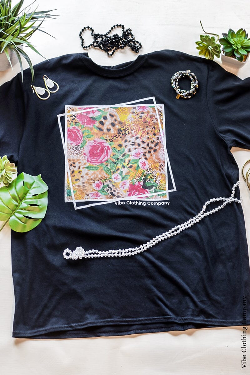 Leopard & Spring Floral Graphic Tee graphic tees VCC 