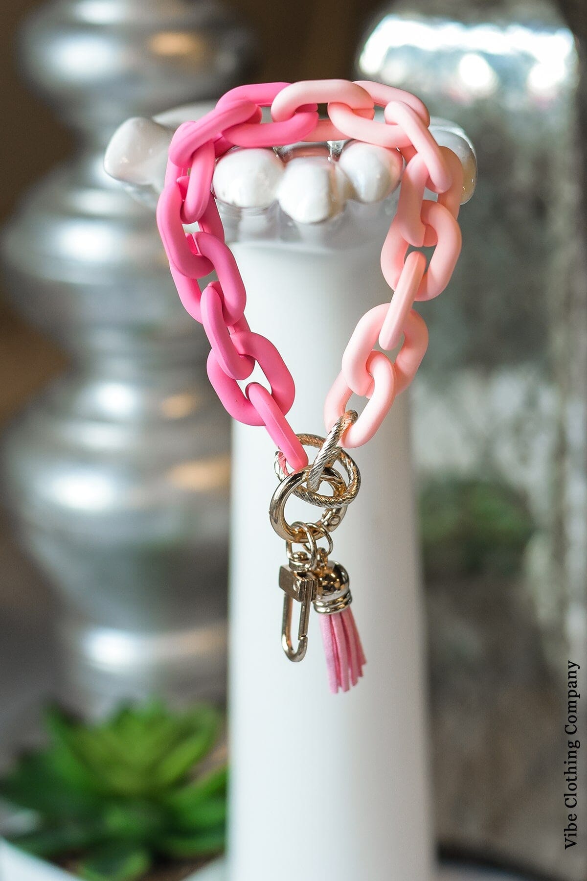 Chunky Chain Key Ring Bracelets gift MYS Pink 