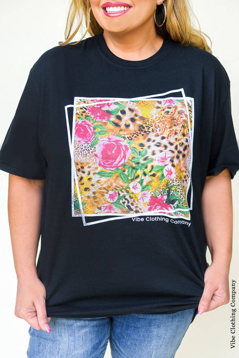 Leopard & Spring Floral Graphic Tee graphic tees VCC Small 