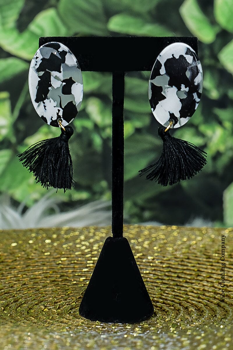 Acrylic Tassel Earrings Jewelry funteze Black 