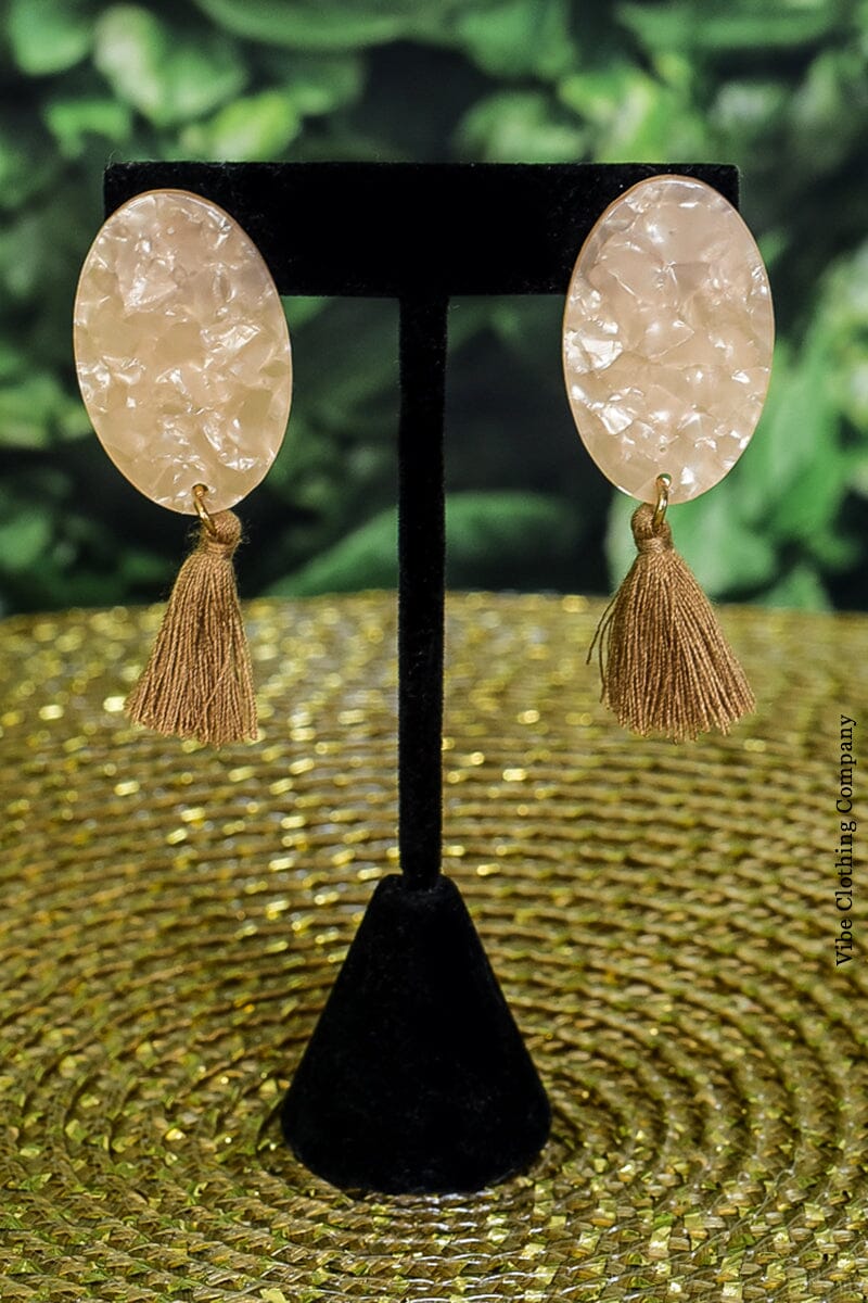 Acrylic Tassel Earrings Jewelry funteze Tan 