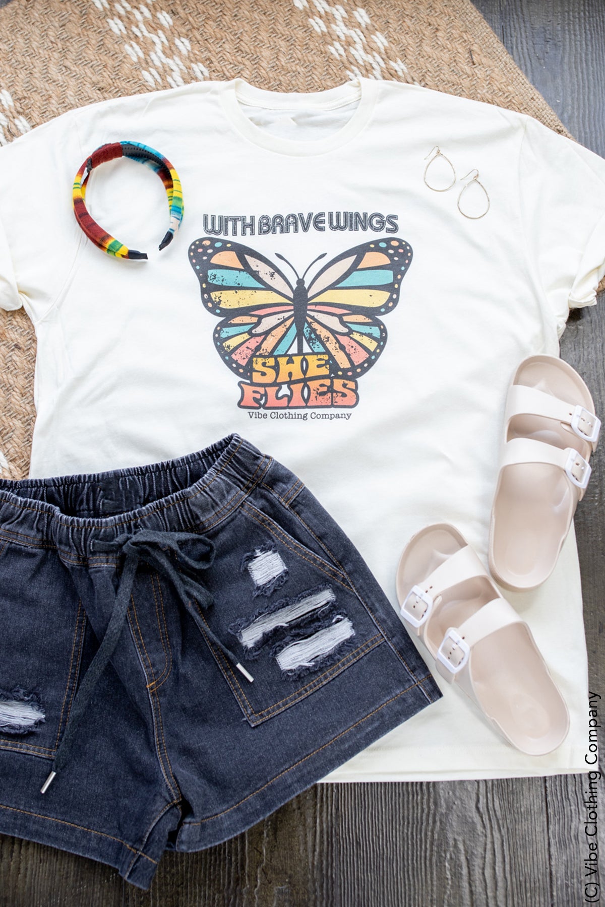 Brave Butterfly Graphic Tee graphic tees Mark tee Small Natural 