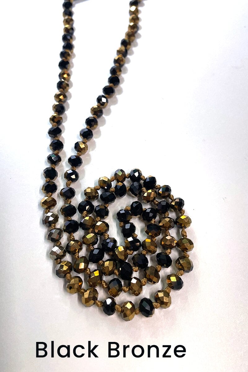 Glass Bead Necklaces - 34" Necklace Ava Capri Black Bronze 