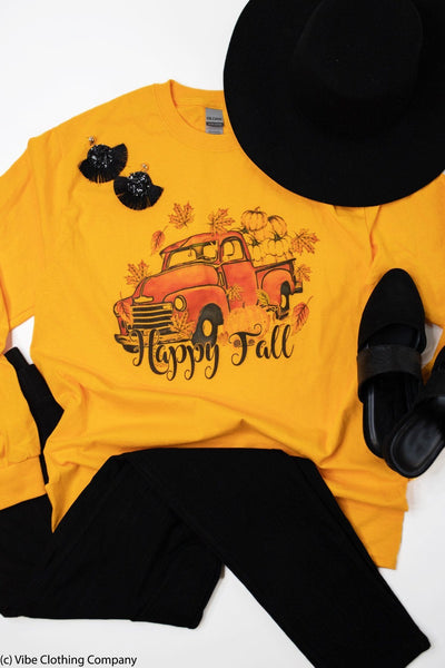 Vintage Fall Truck Graphic Tee graphic tees Mark tee XL Gold (Long) 